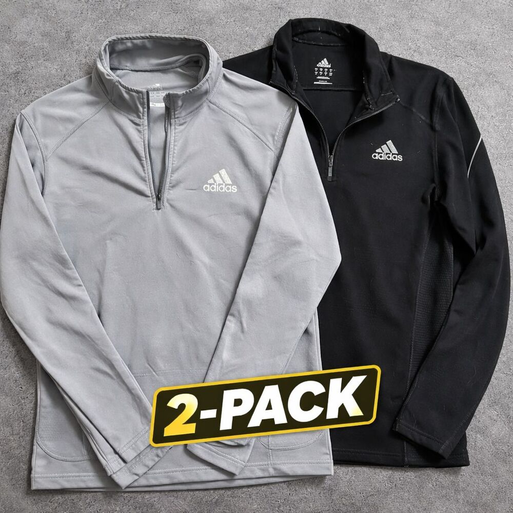 Adidas Quarter Zip Pullover Lot Mens Athletic Training Running Gym Bundle 2